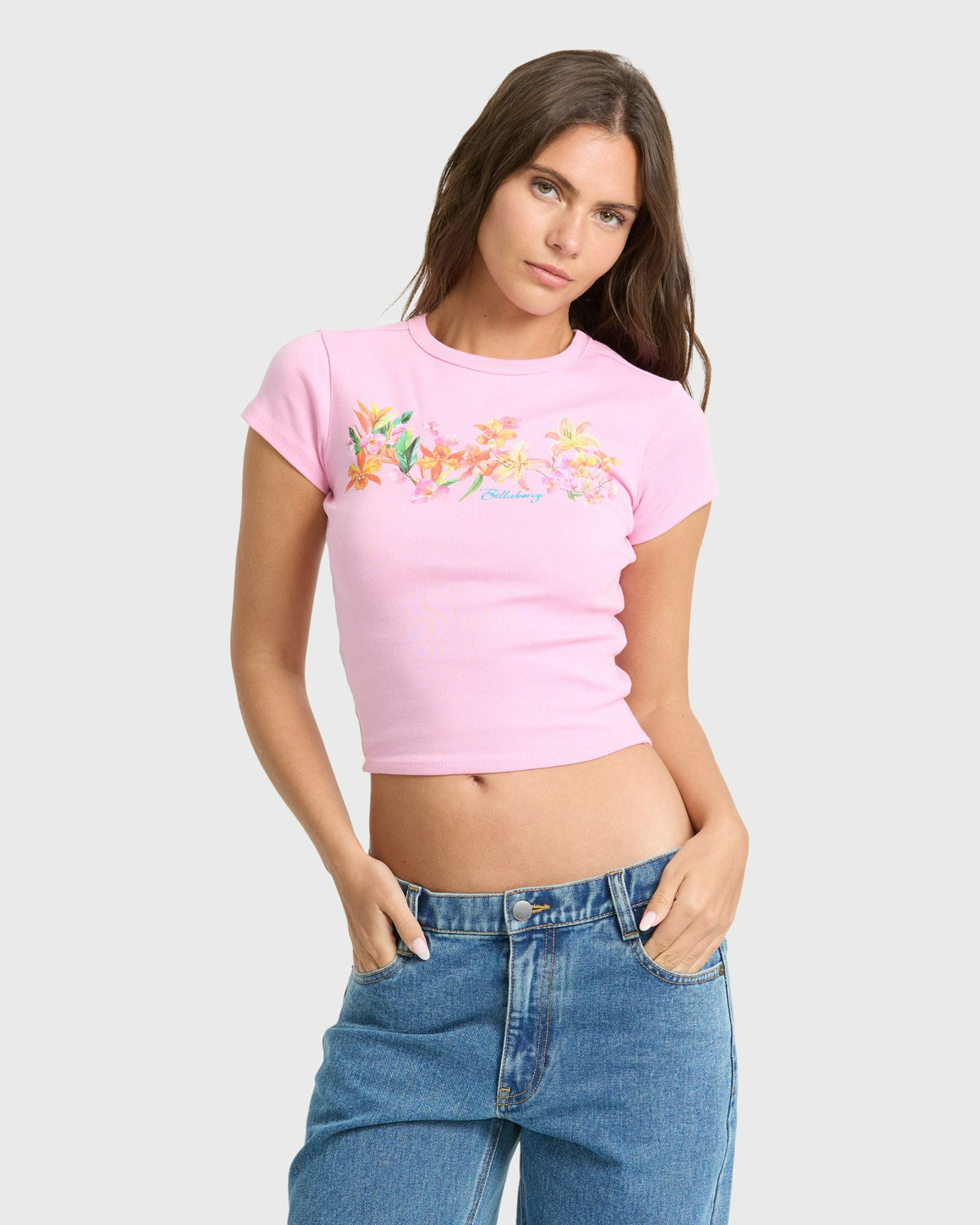 Billabong Women's Wonderful Garden Short Sleeve Knit T-Shirt - Prism Pink