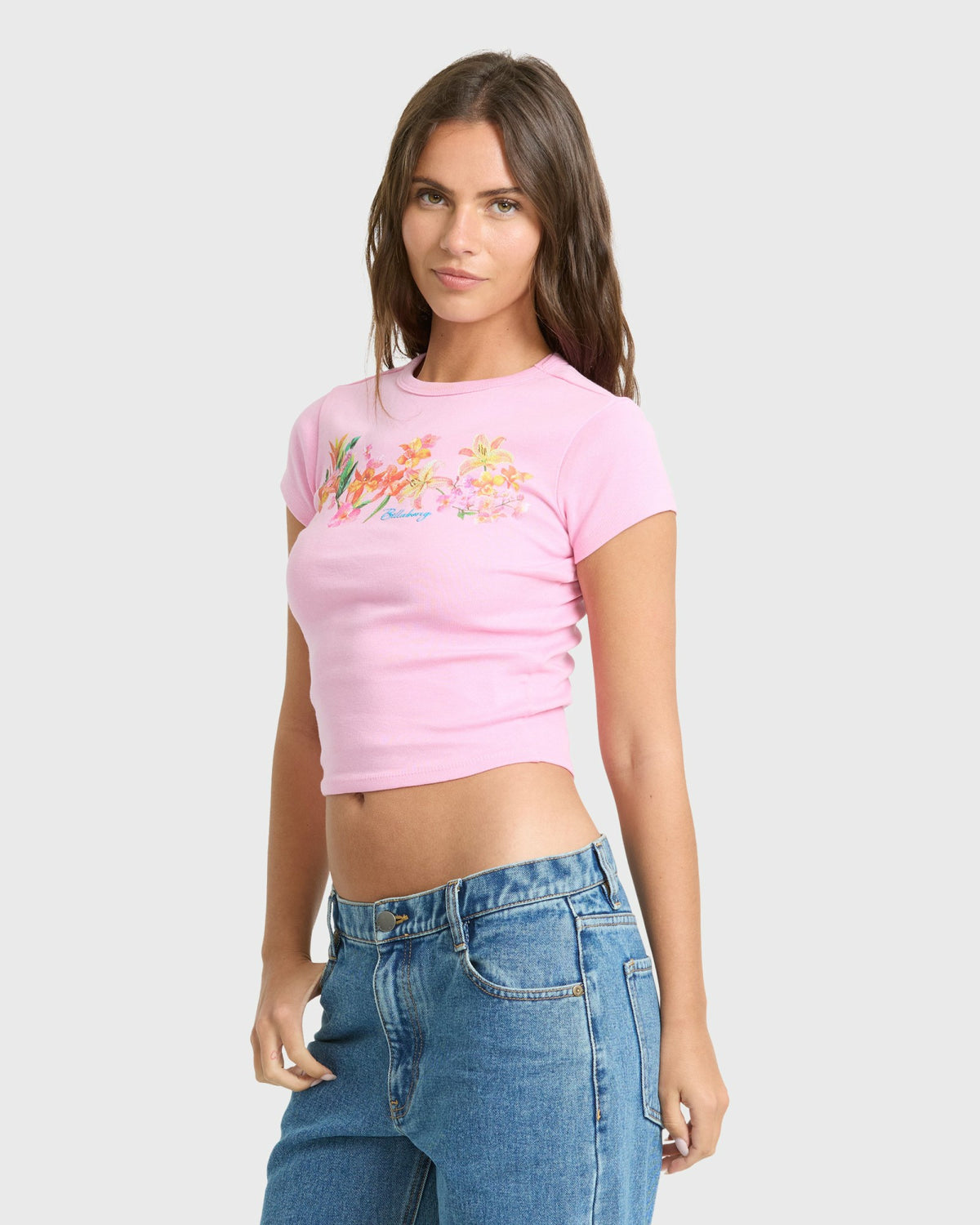 Billabong Women's Wonderful Garden Short Sleeve Knit T-Shirt - Prism Pink