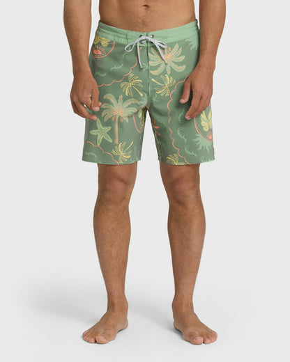 Billabong Men's Good Times Lo Tide 18\" Boardshorts - Sea Spray Multi - Sea Spray