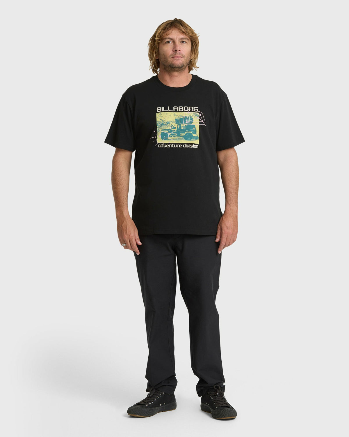 Billabong Men's Stacked Adventure Division Premium Short Sleeve Knit T-Shirt - Black