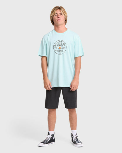 Billabong Men's Frond Premium Short Sleeve Cotton T-Shirt - Coastal Blue