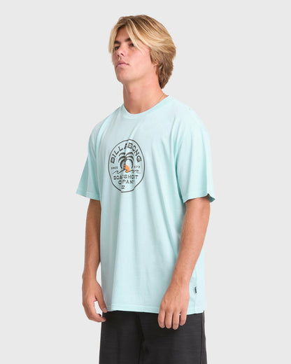 Billabong Men's Frond Premium Short Sleeve Cotton T-Shirt - Coastal Blue
