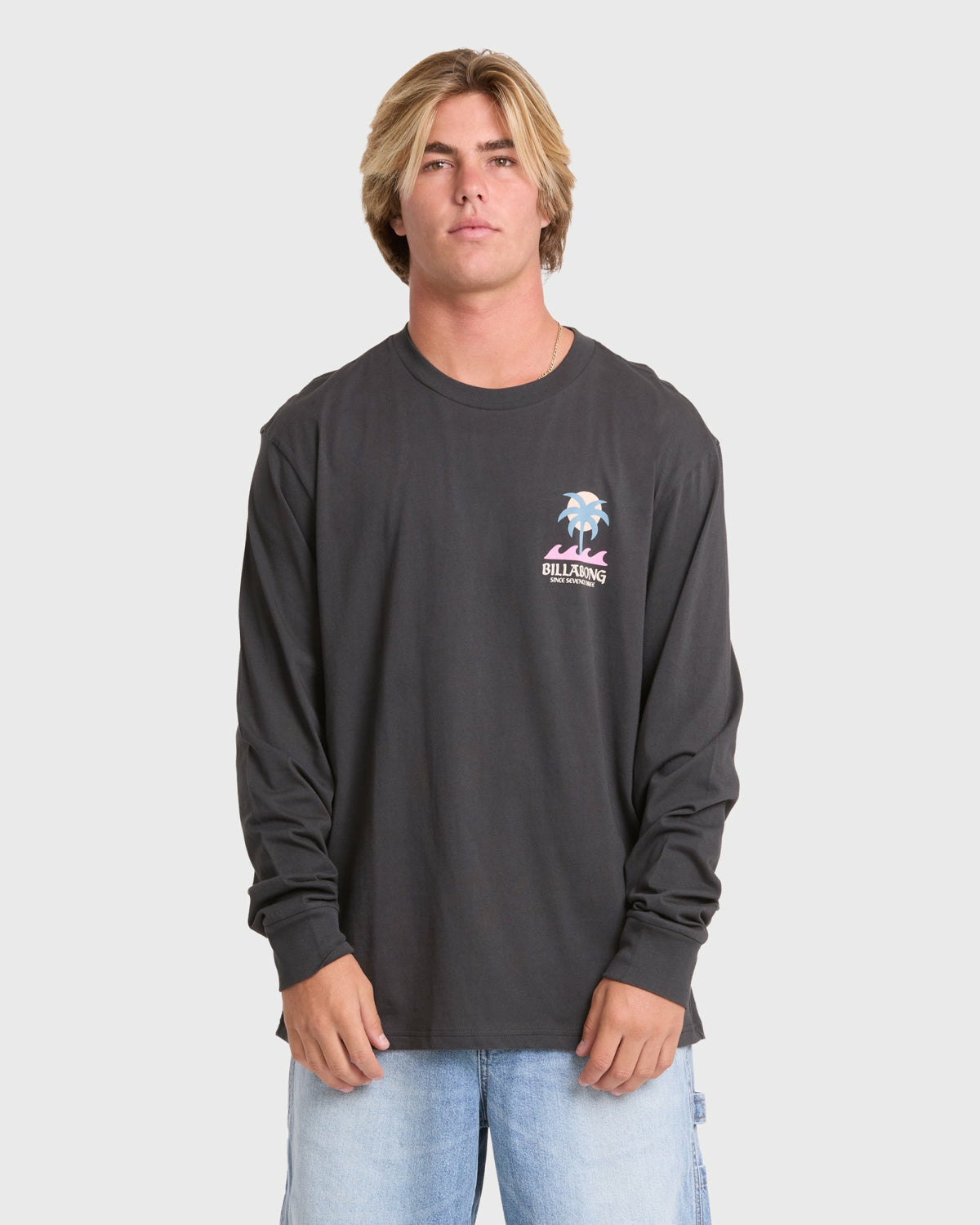 Billabong Men's Portal Premium Long Sleeve Cotton T-Shirt - Raven