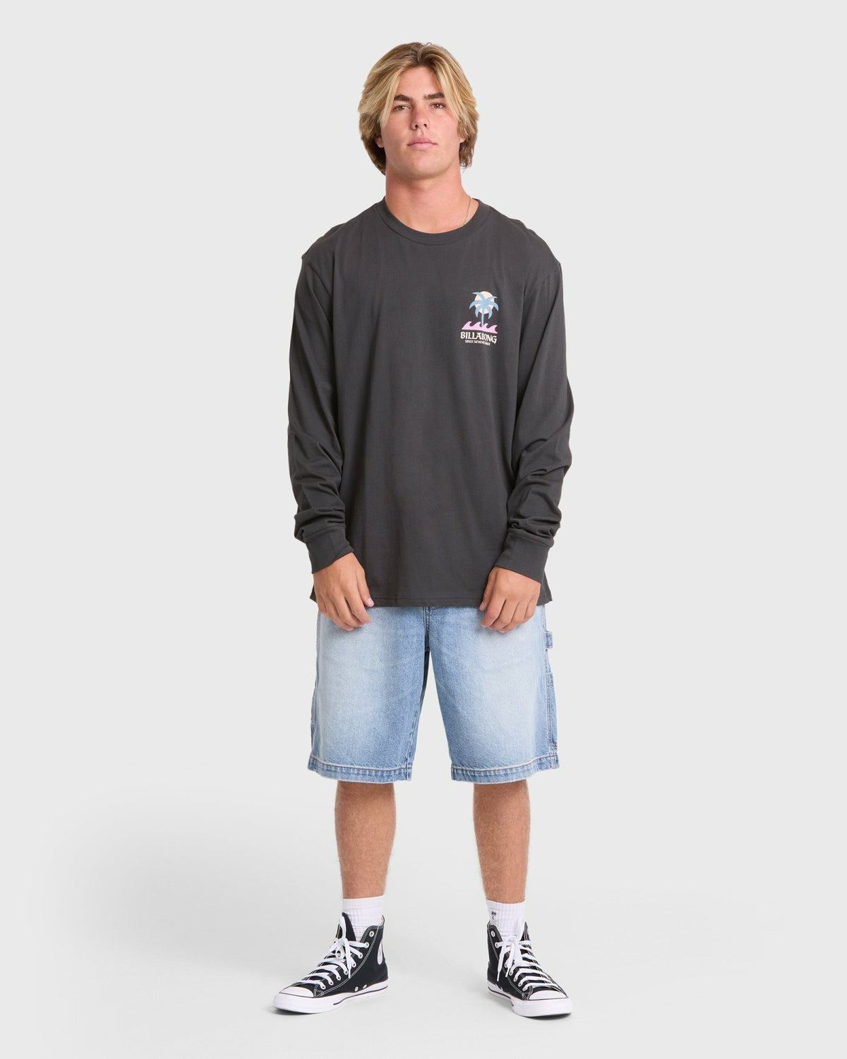 Billabong Men's Portal Premium Long Sleeve Cotton T-Shirt - Raven