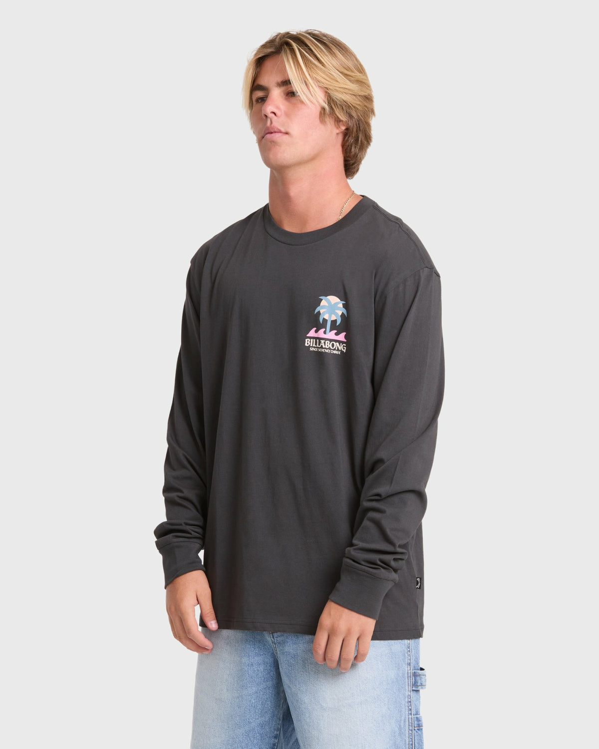 Billabong Men's Portal Premium Long Sleeve Cotton T-Shirt - Raven