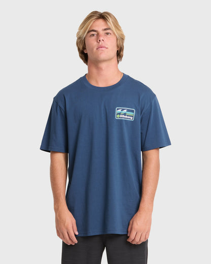 Billabong Men's Runner Premium Short Sleeve Cotton T-Shirt - Dark Denim