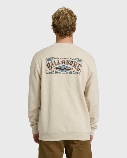 Billabong Men's Short Sands Crewneck Sweatshirt - Oatmeal Heather.