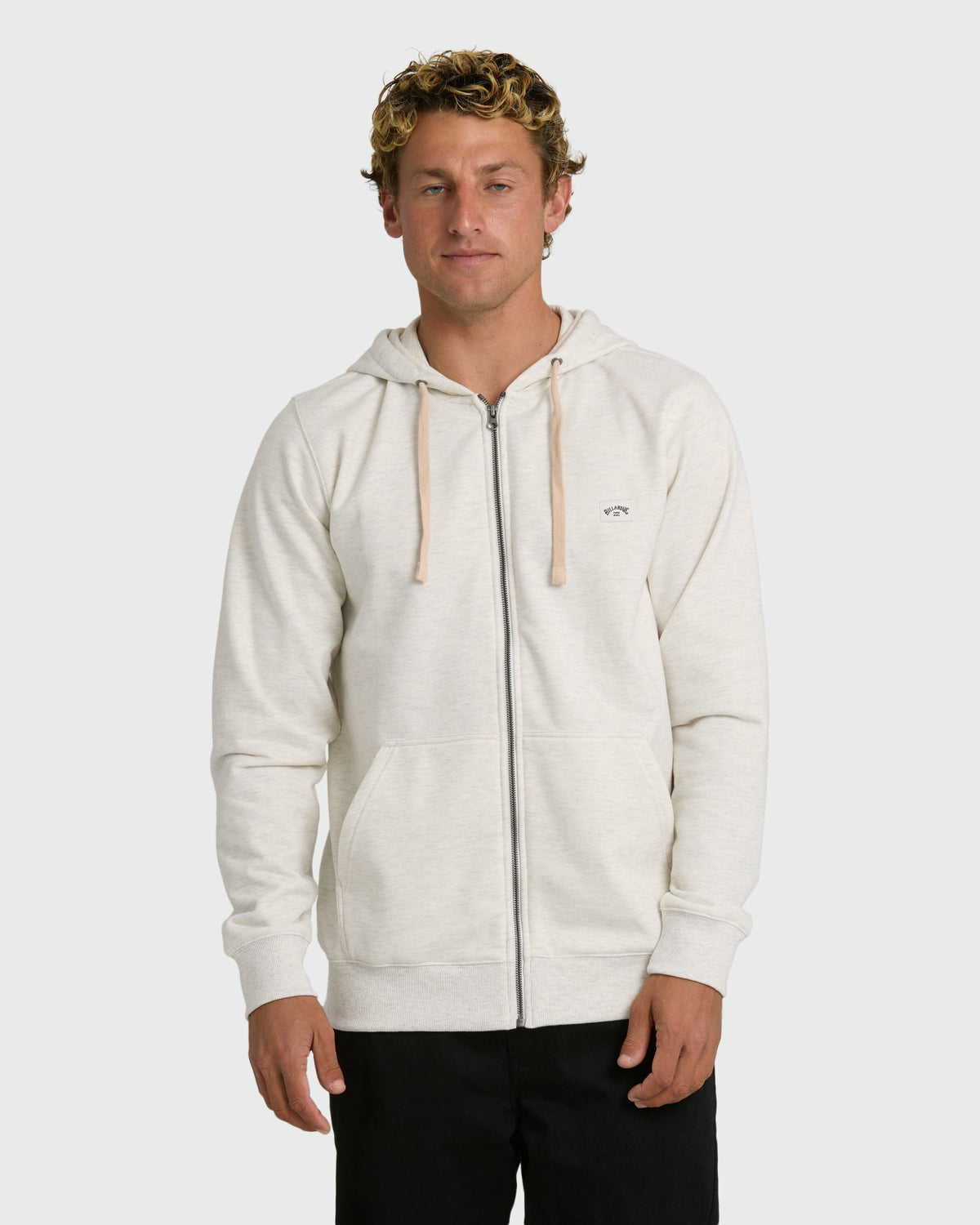Billabong Men's All Day Zip Front Hoodie - Oatmeal Heather.