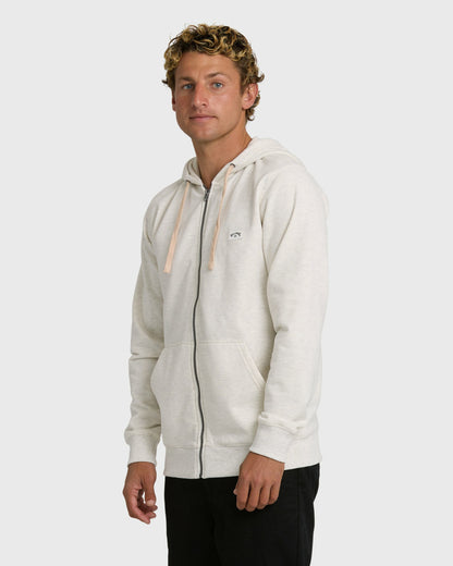 Billabong Men's All Day Zip Front Hoodie - Oatmeal Heather.
