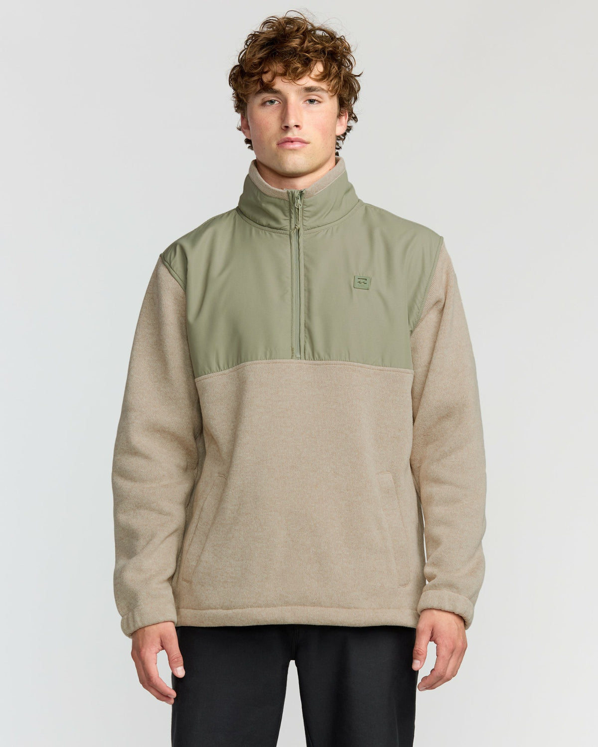 Billabong Men's Boundary Blocked Mockneck Sweatshirt - Sand