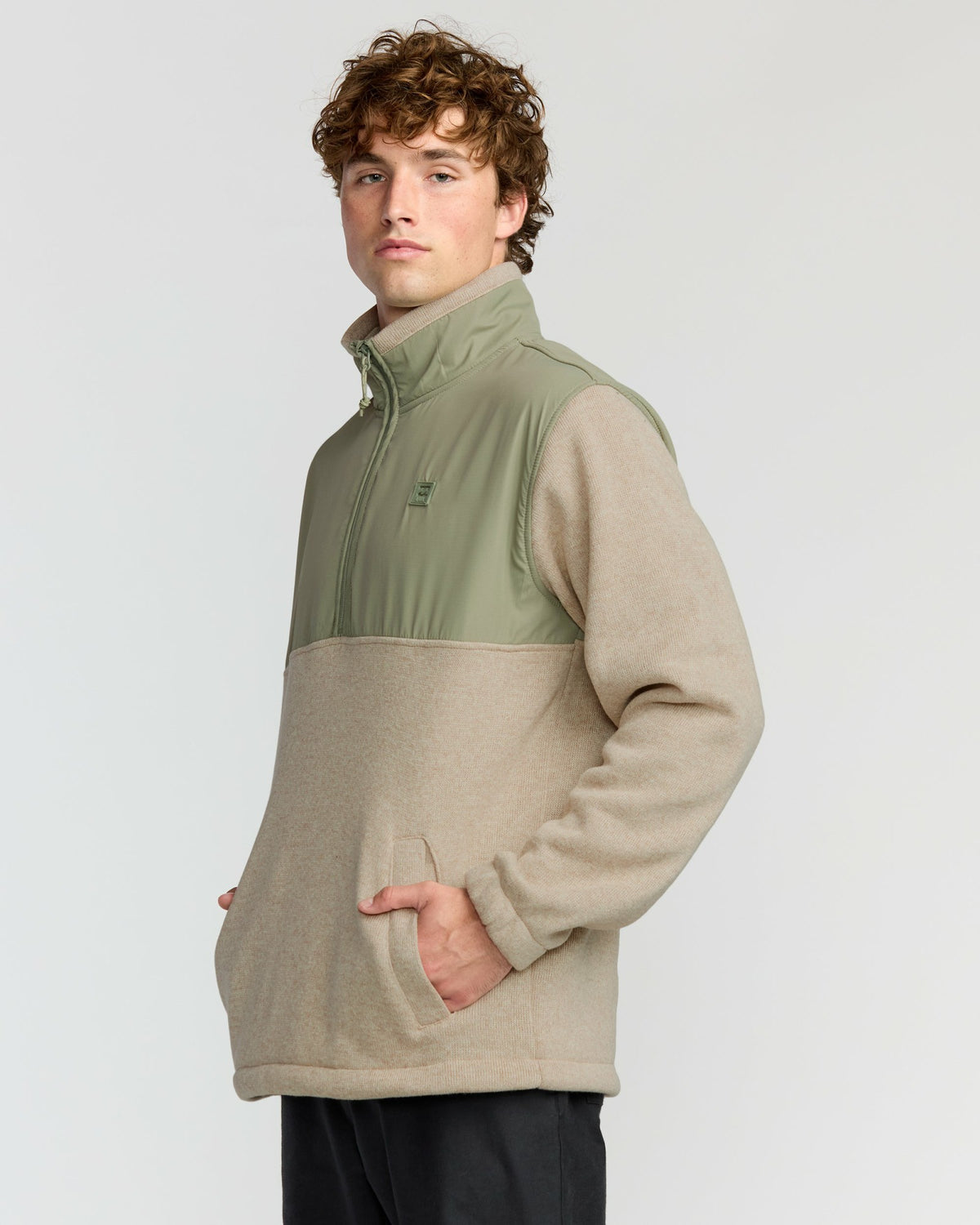Billabong Men's Boundary Blocked Mockneck Sweatshirt - Sand