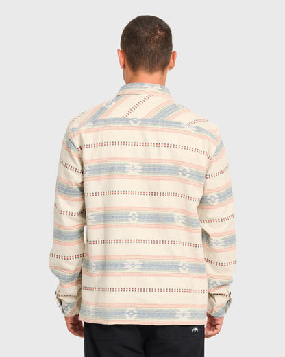Billabong Men's Offshore Jacquard Long Sleeve Flannel Shirt - Sand Khaki