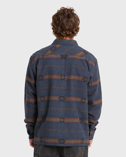 Billabong Men's Offshore Jacquard Long Sleeve Flannel Shirt - True Navy