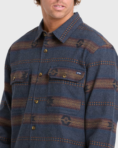 Billabong Men's Offshore Jacquard Long Sleeve Flannel Shirt - True Navy
