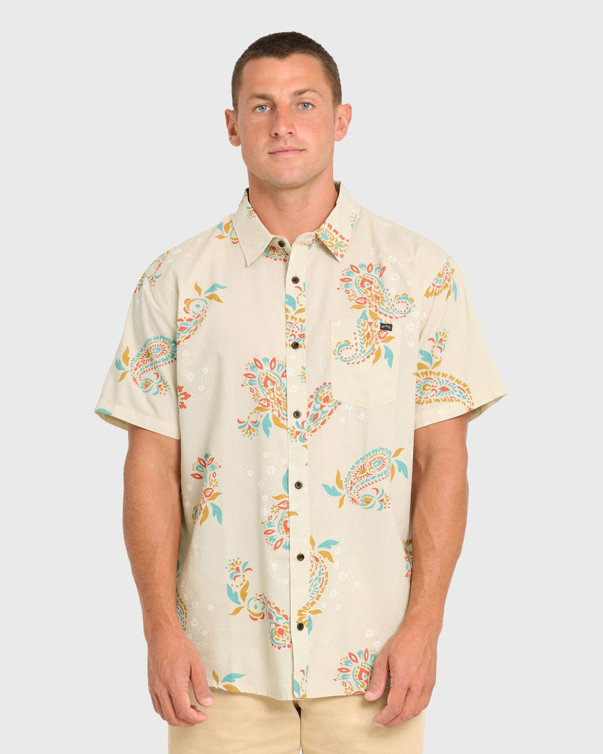 Billabong Men's Sundays Short Sleeve Woven Shirt - Oatmeal