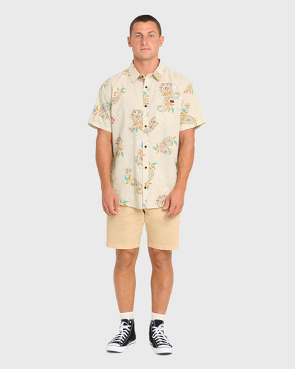 Billabong Men's Sundays Short Sleeve Woven Shirt - Oatmeal