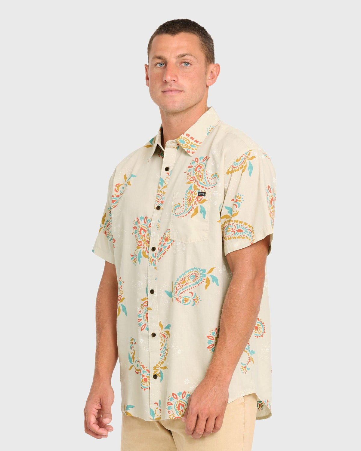 Billabong Men's Sundays Short Sleeve Woven Shirt - Oatmeal