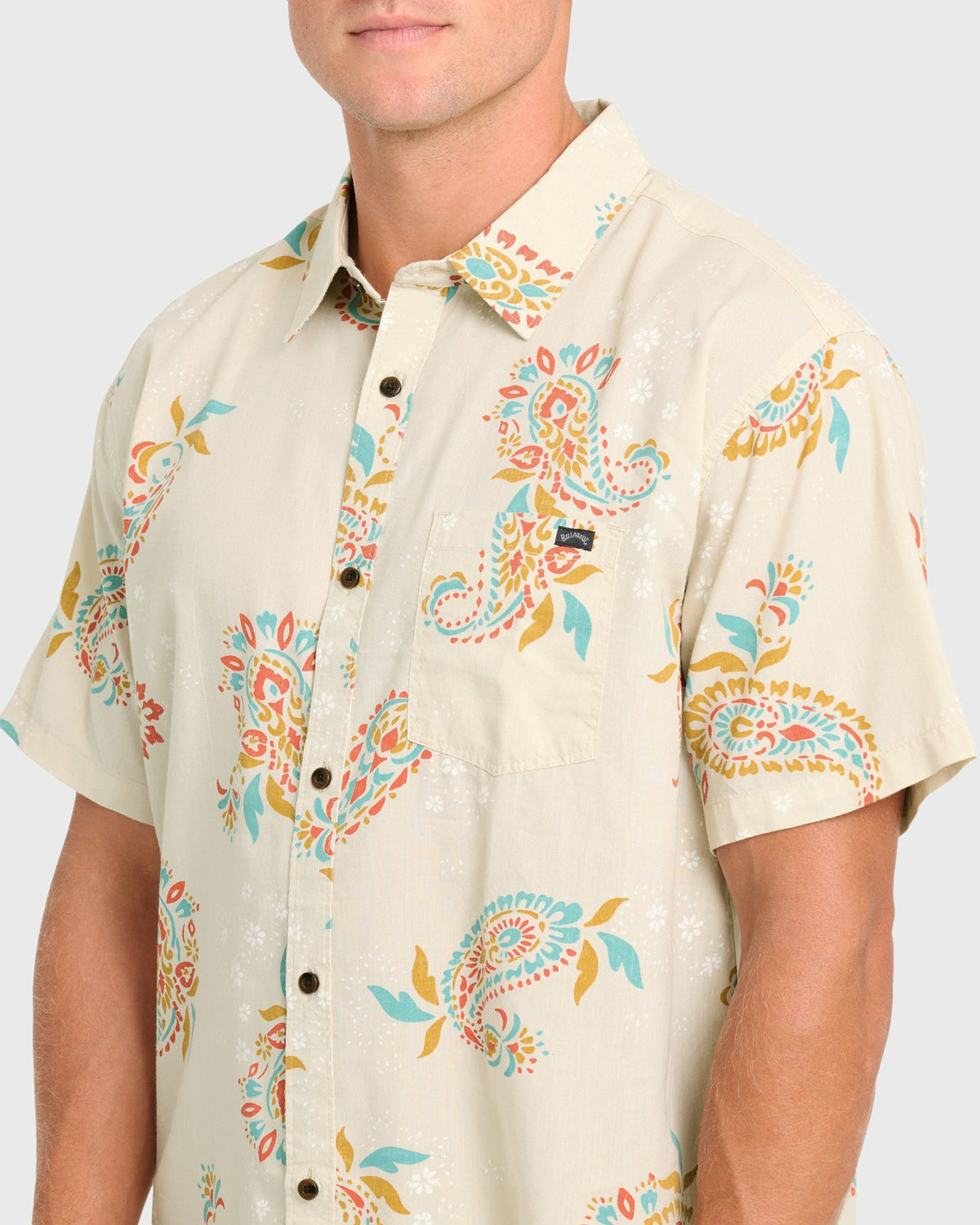 Billabong Men's Sundays Short Sleeve Woven Shirt - Oatmeal