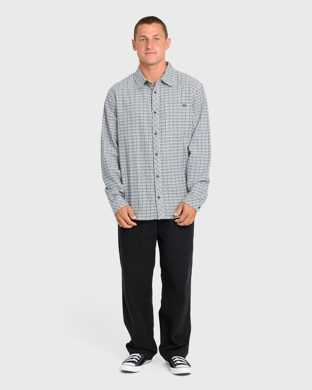 Billabong Men's Coastline Long Sleeve Flannel Shirt - Off White