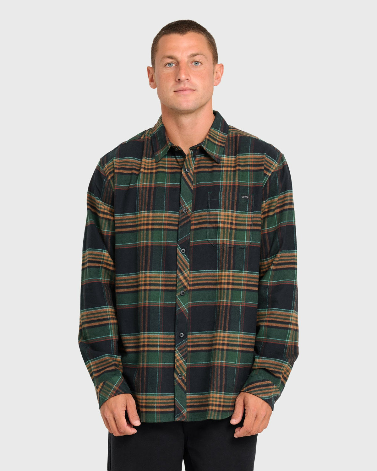Billabong Men's Coastline Long Sleeve Flannel Shirt - Black