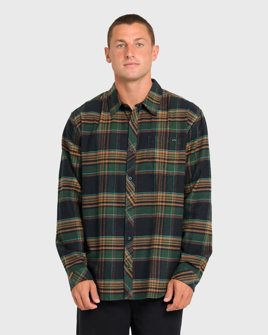 Billabong Men's Coastline Long Sleeve Flannel Shirt - Black