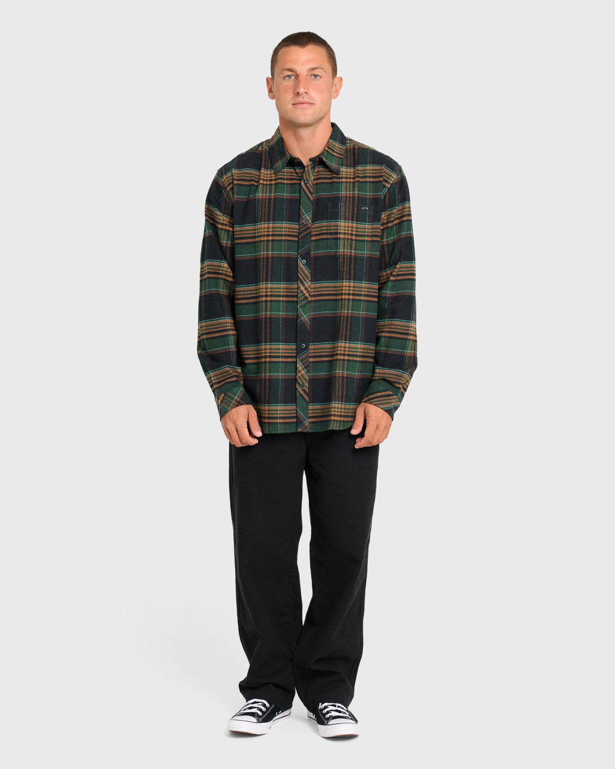 Billabong Men's Coastline Long Sleeve Flannel Shirt - Black