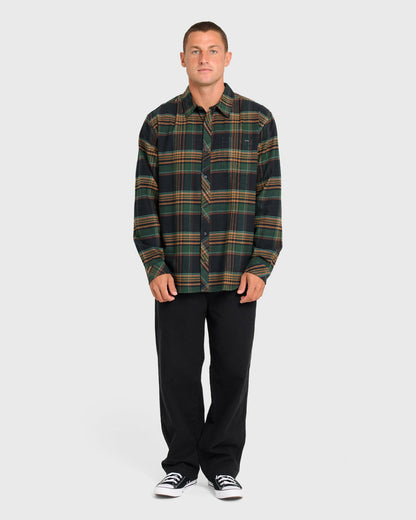 Billabong Men's Coastline Long Sleeve Flannel Shirt - Black