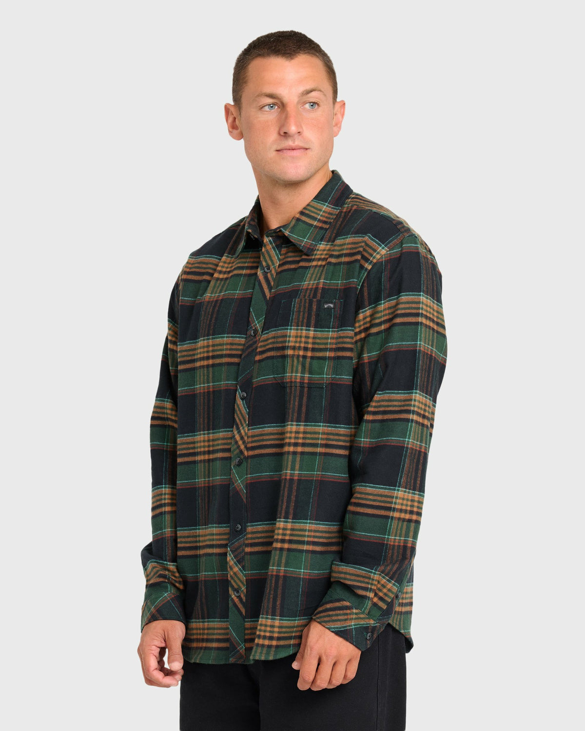 Billabong Men's Coastline Long Sleeve Flannel Shirt - Black