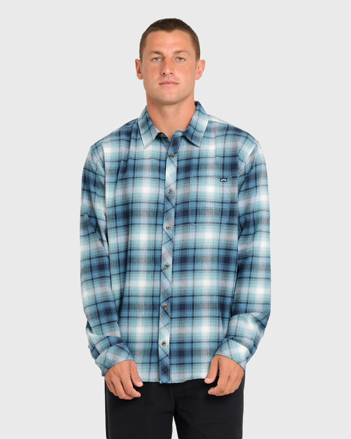 Billabong Men's Coastline Long Sleeve Flannel Shirt - China Blue