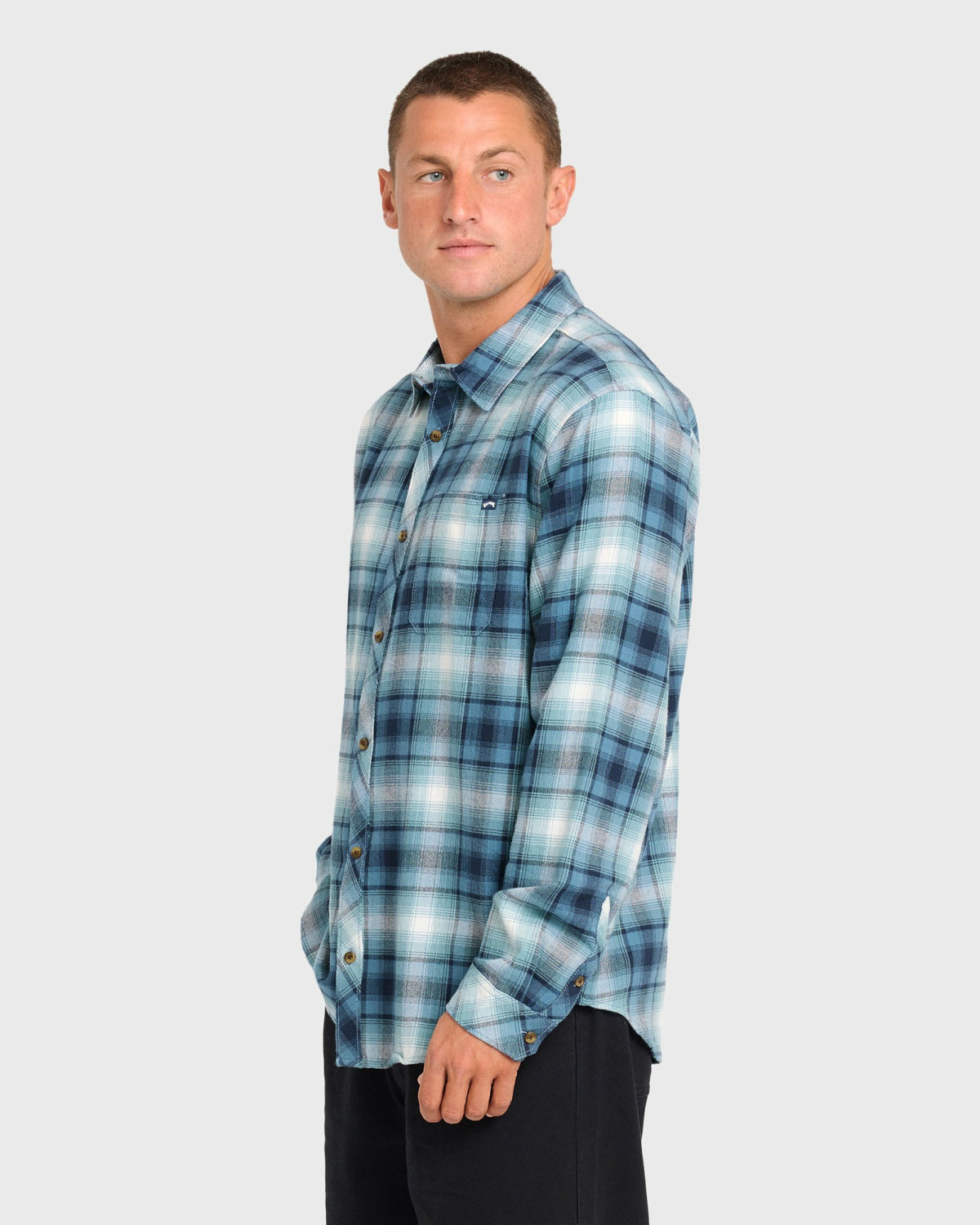 Billabong Men's Coastline Long Sleeve Flannel Shirt - China Blue