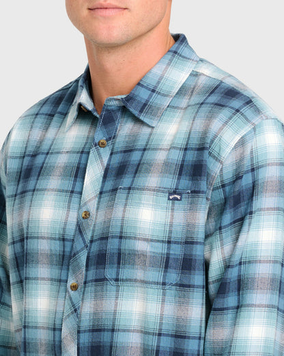 Billabong Men's Coastline Long Sleeve Flannel Shirt - China Blue
