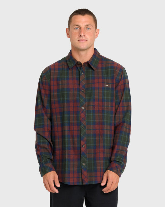 Billabong Men's Coastline Long Sleeve Flannel Shirt - Tortoise Shell