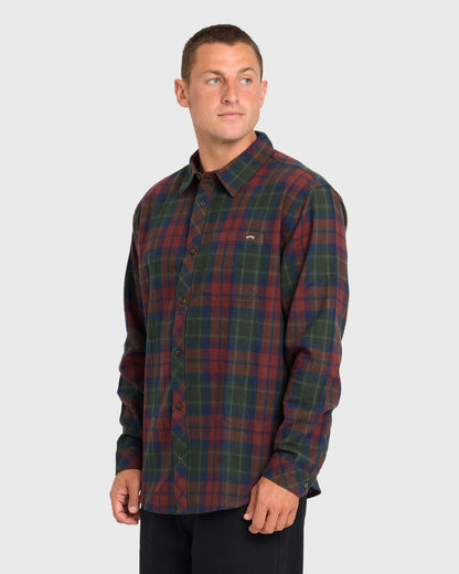 Billabong Men's Coastline Long Sleeve Flannel Shirt - Tortoise Shell