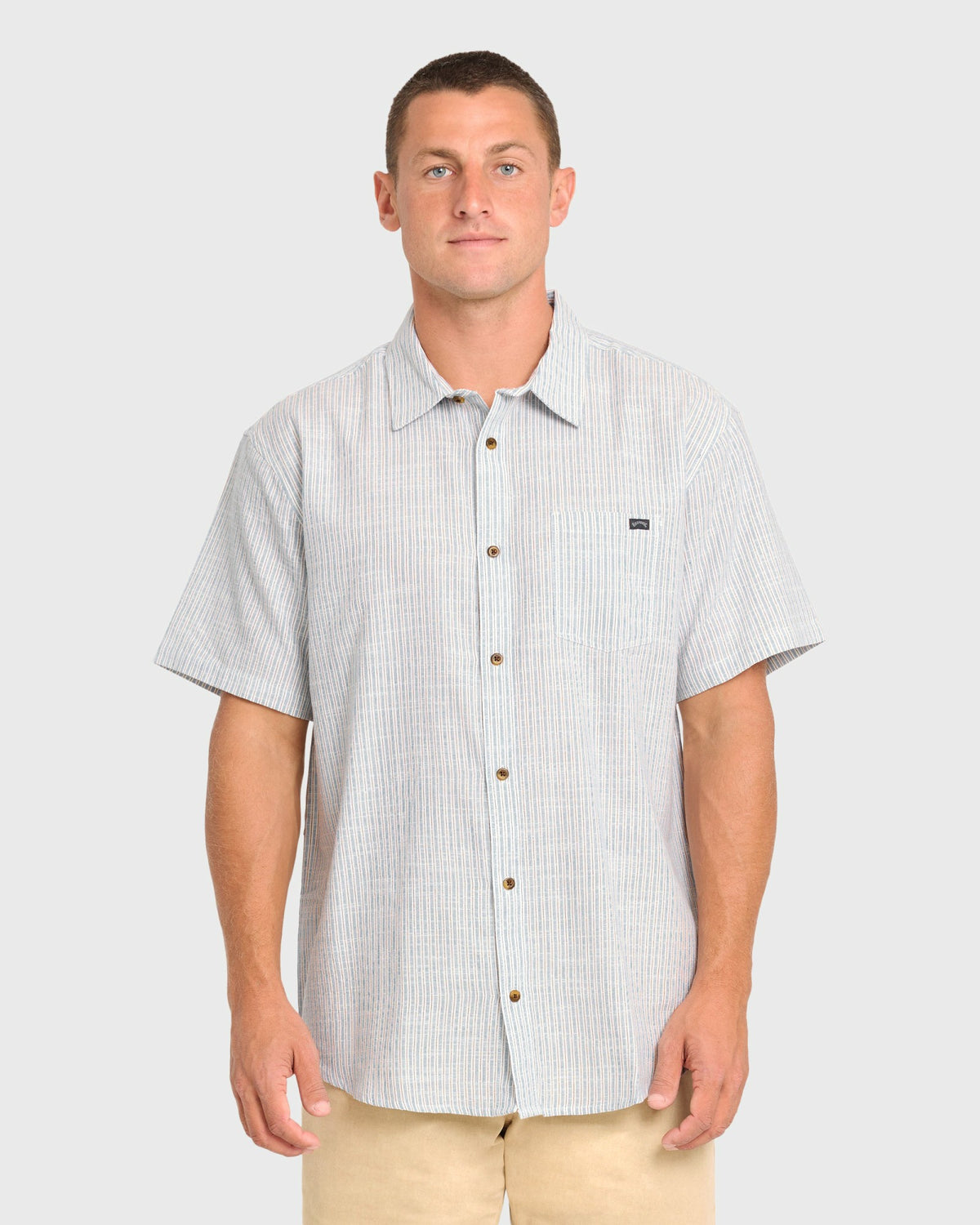 Billabong Men's All Day Stripe Short Sleeve Woven Shirt - Off White