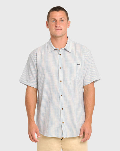 Billabong Men's All Day Stripe Short Sleeve Woven Shirt - Off White