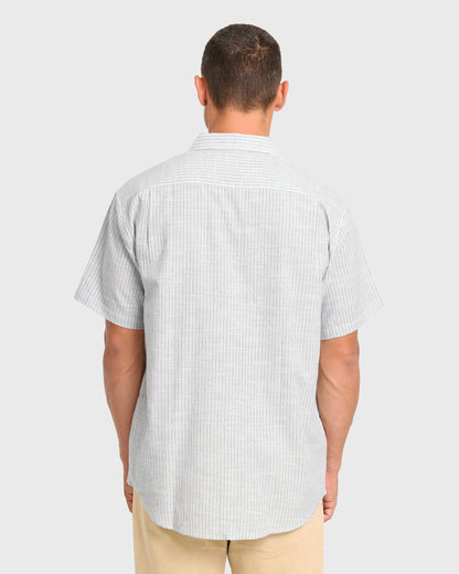 Billabong Men's All Day Stripe Short Sleeve Woven Shirt - Off White