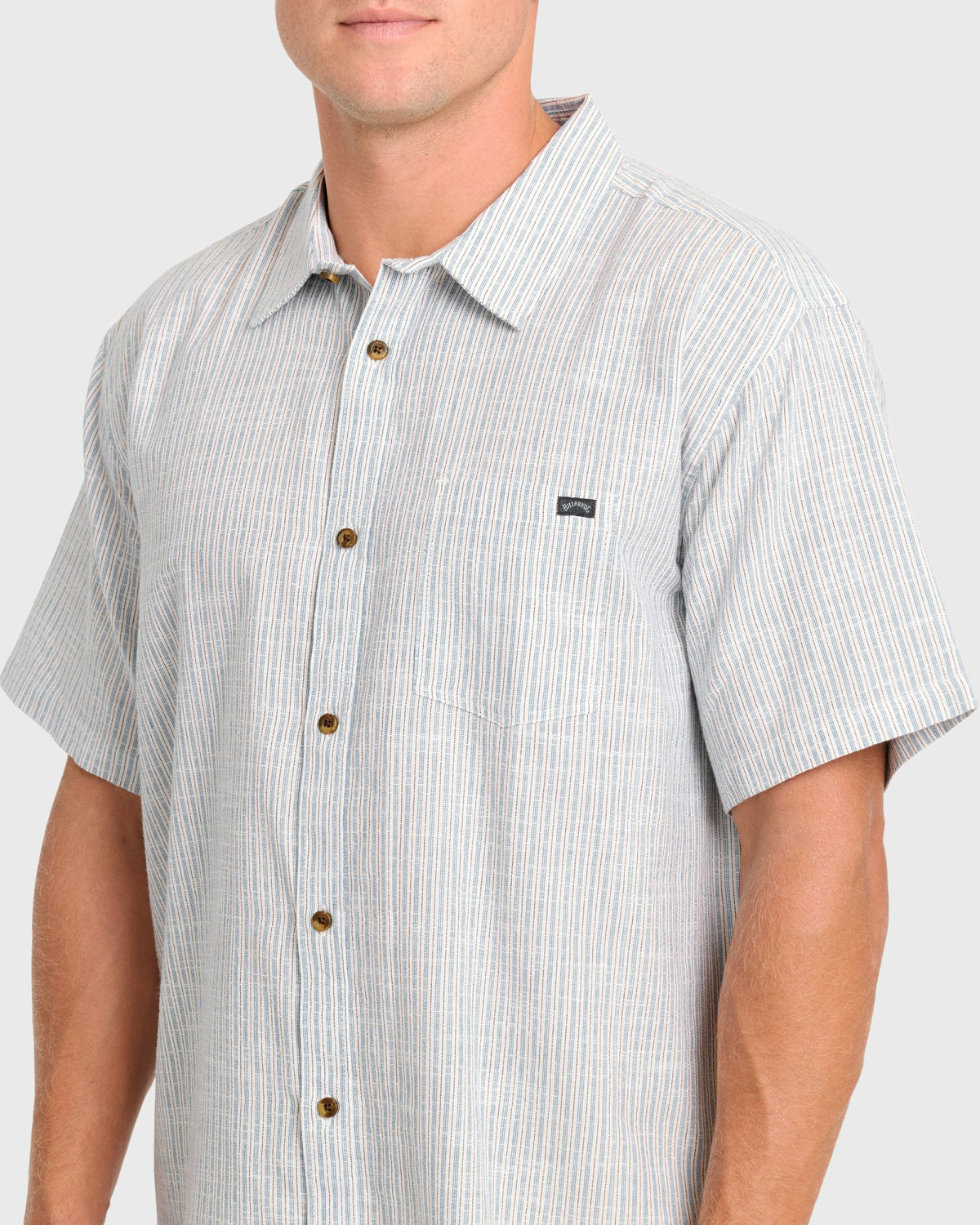 Billabong Men's All Day Stripe Short Sleeve Woven Shirt - Off White