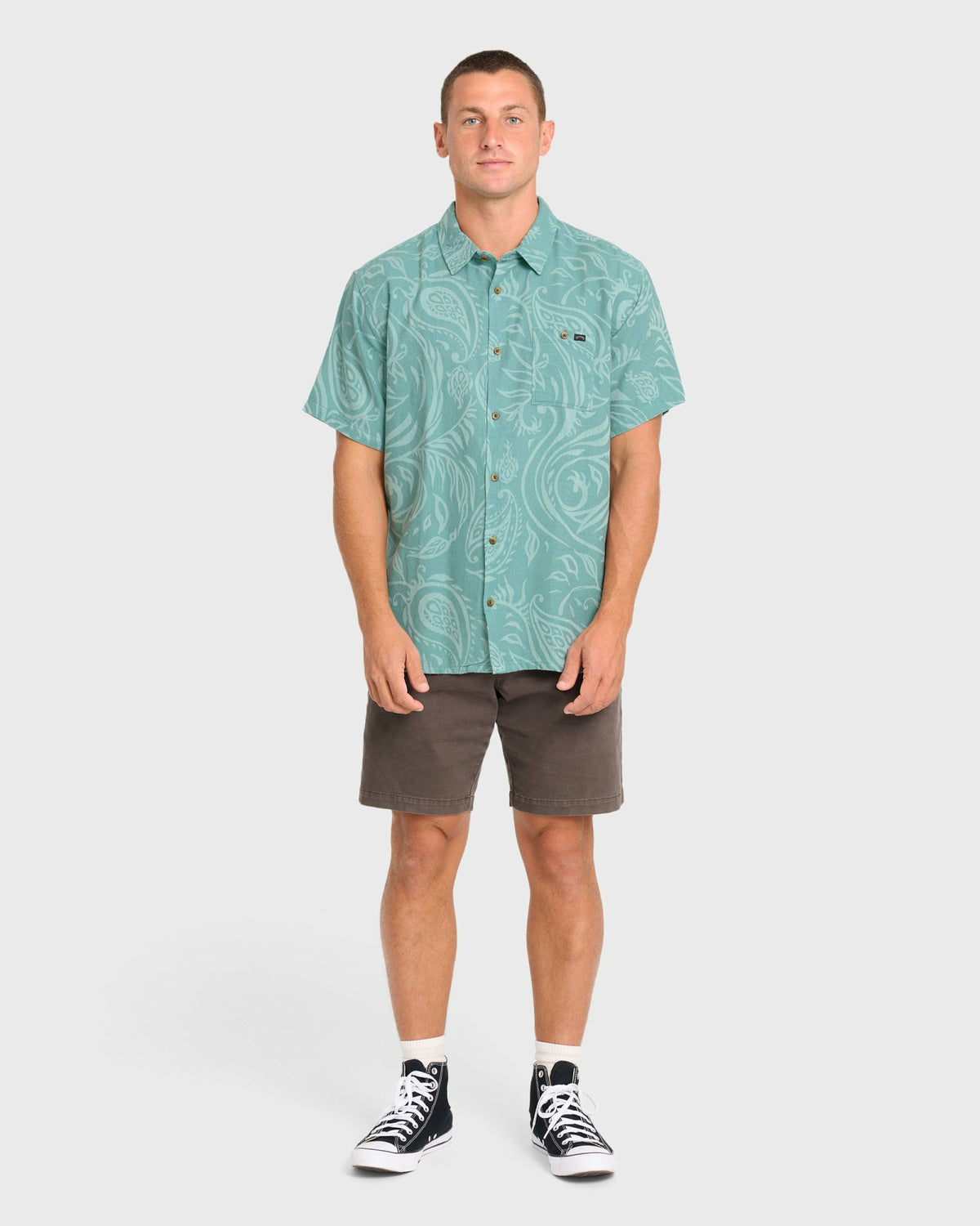 Billabong Men's Sundays Jacquard Short Sleeve Woven Shirt - Blue Surf