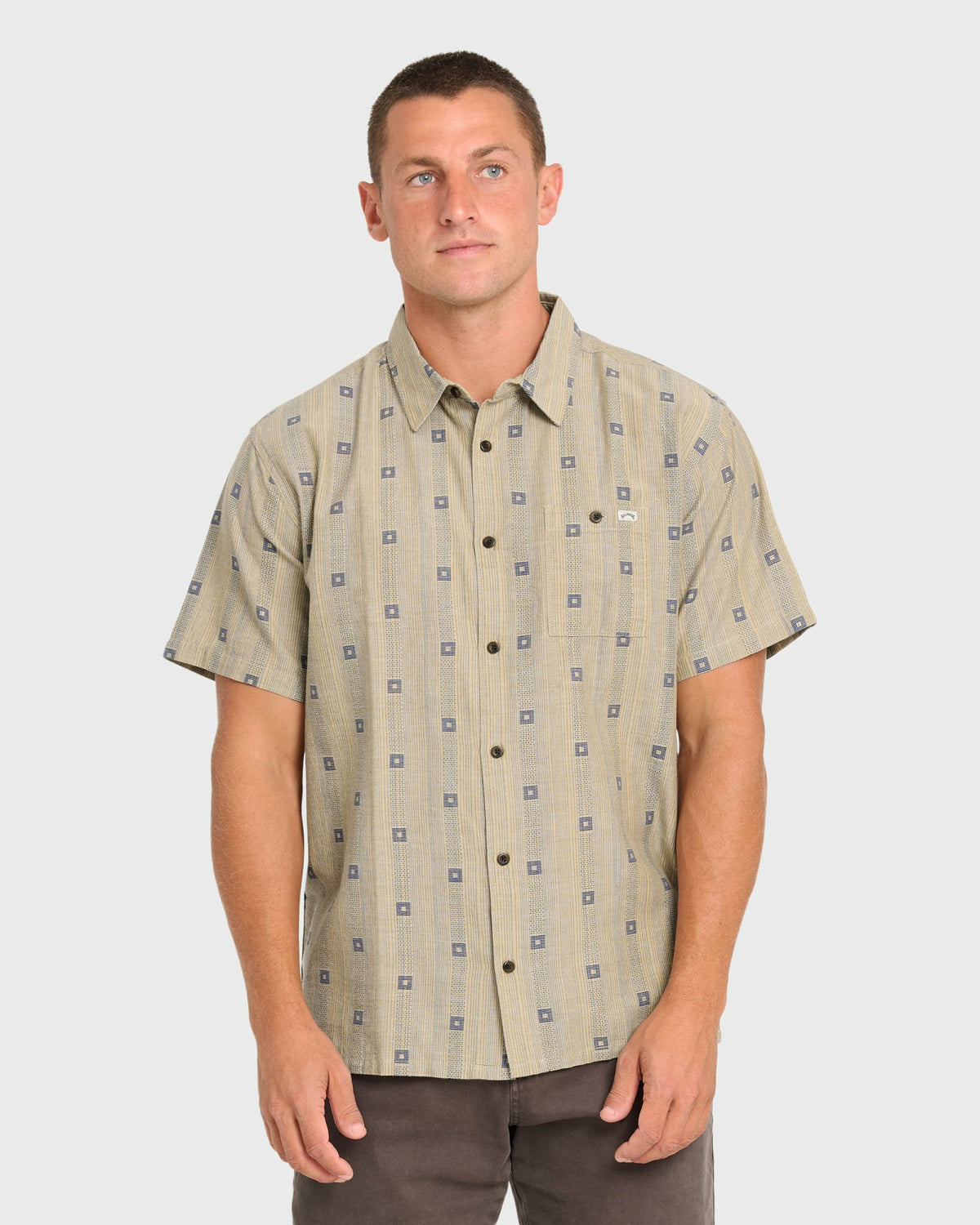 Billabong Men's Sundays Jacquard Short Sleeve Woven Shirt - Pale Khaki