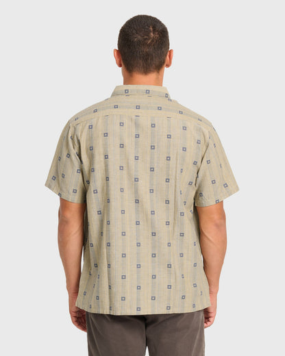 Billabong Men's Sundays Jacquard Short Sleeve Woven Shirt - Pale Khaki