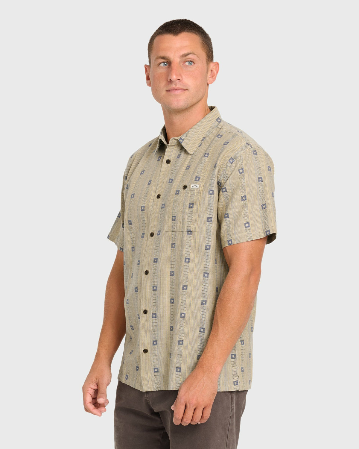 Billabong Men's Sundays Jacquard Short Sleeve Woven Shirt - Pale Khaki