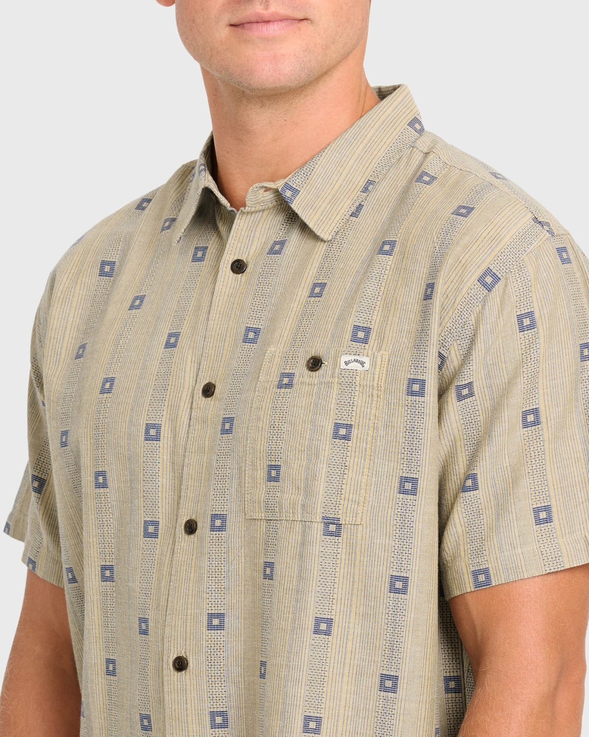 Billabong Men's Sundays Jacquard Short Sleeve Woven Shirt - Pale Khaki