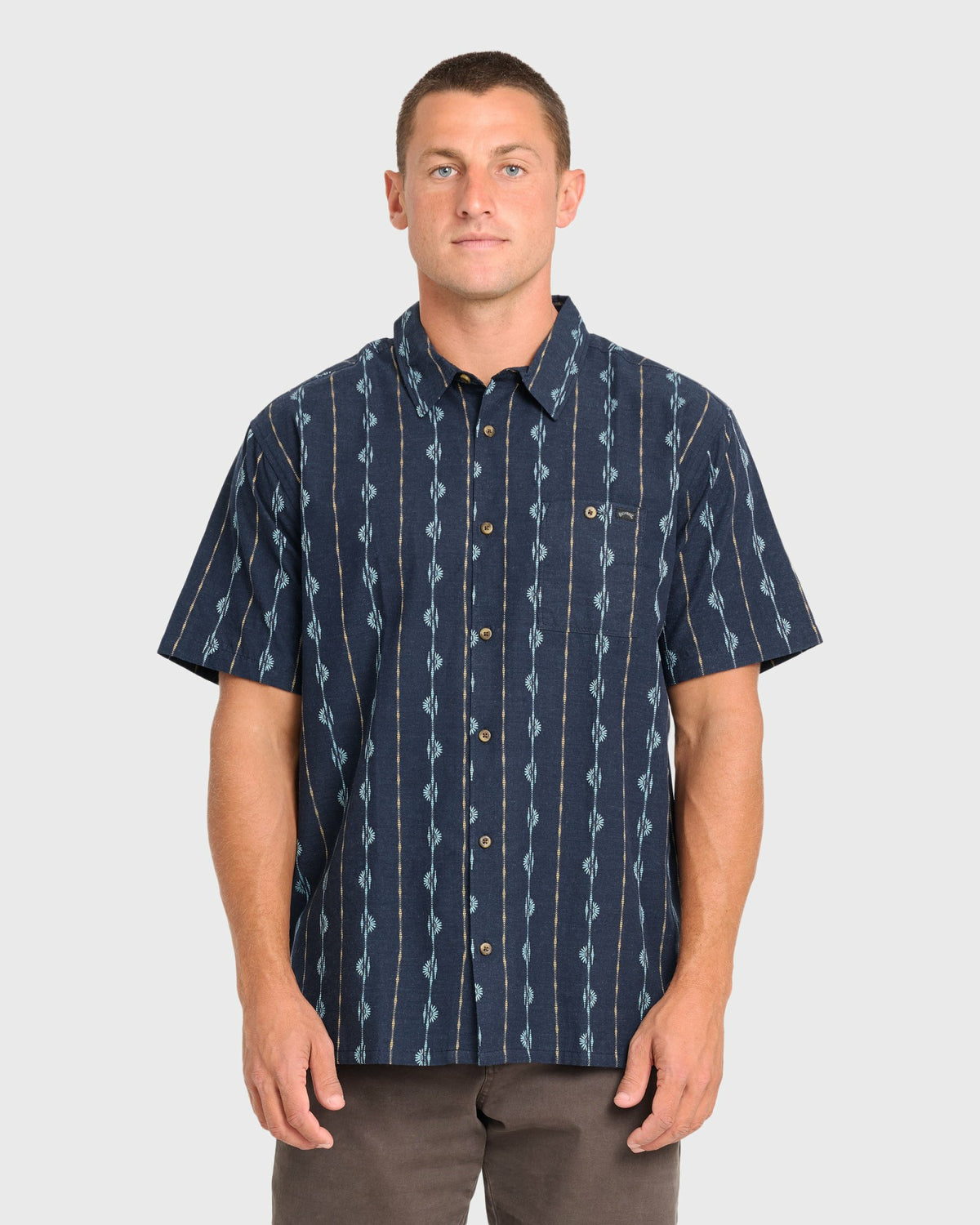 Billabong Men's Sundays Jacquard Short Sleeve Woven Shirt - Real Teal