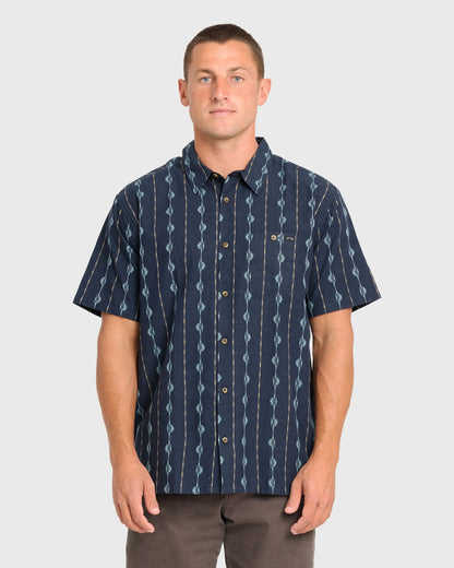 Billabong Men's Sundays Jacquard Short Sleeve Woven Shirt - Real Teal