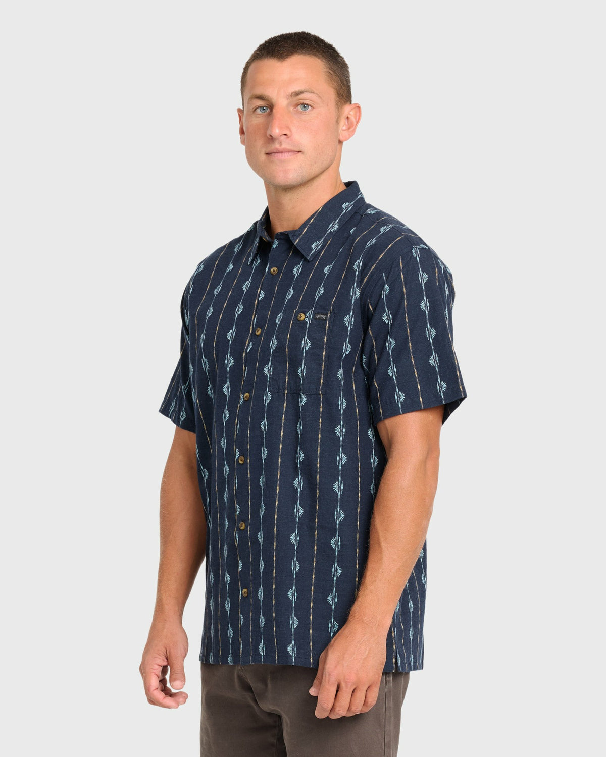 Billabong Men's Sundays Jacquard Short Sleeve Woven Shirt - Real Teal