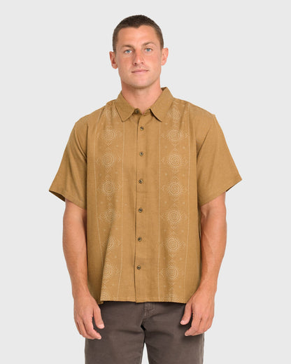 Billabong Men's Cordoba Short Sleeve Cotton Shirt - Rubber