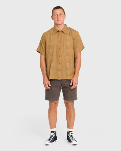 Billabong Men's Cordoba Short Sleeve Cotton Shirt - Rubber