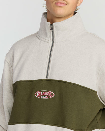 Billabong Men's Bad Dog 3\/4 Zip Mockneck Sweatshirt - Sand Htr