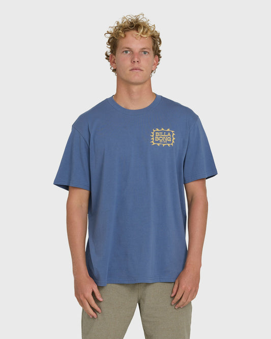 Billabong Men's Ripple Premium Short Sleeve Cotton Graphic T-Shirt - Blue Horizon