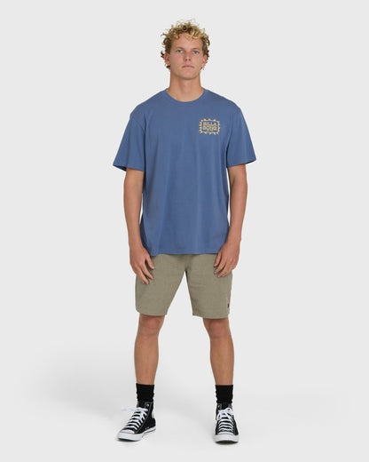 Billabong Men's Ripple Premium Short Sleeve Cotton Graphic T-Shirt - Blue Horizon
